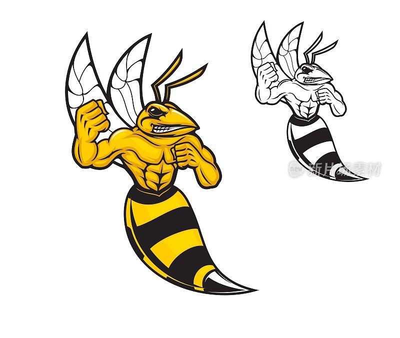 Hornet bee sport team mascot character, wasp logo
